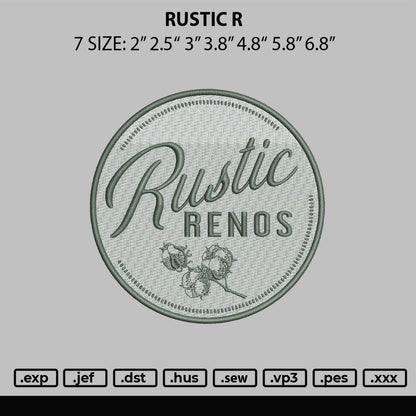 Rustic R Embroidery File 6 sizes