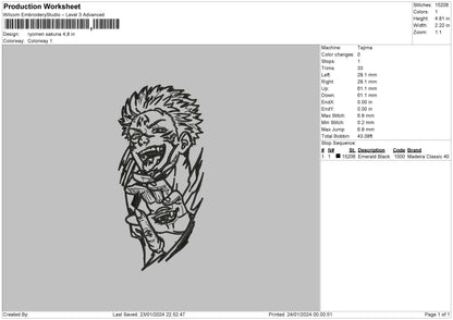 Ryomen Line Embroidery File 6 sizes