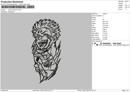 Ryomen Line Embroidery File 6 sizes