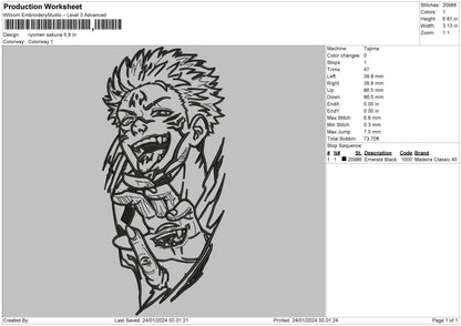 Ryomen Line Embroidery File 6 sizes