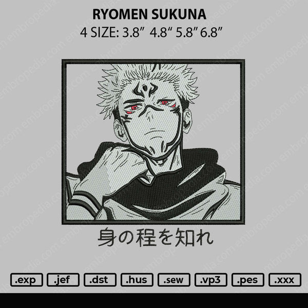 Ryomen Sukuna Embroidery File 4 size