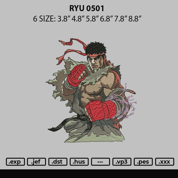 Ryu 0501 Embroidery File 6 sizes