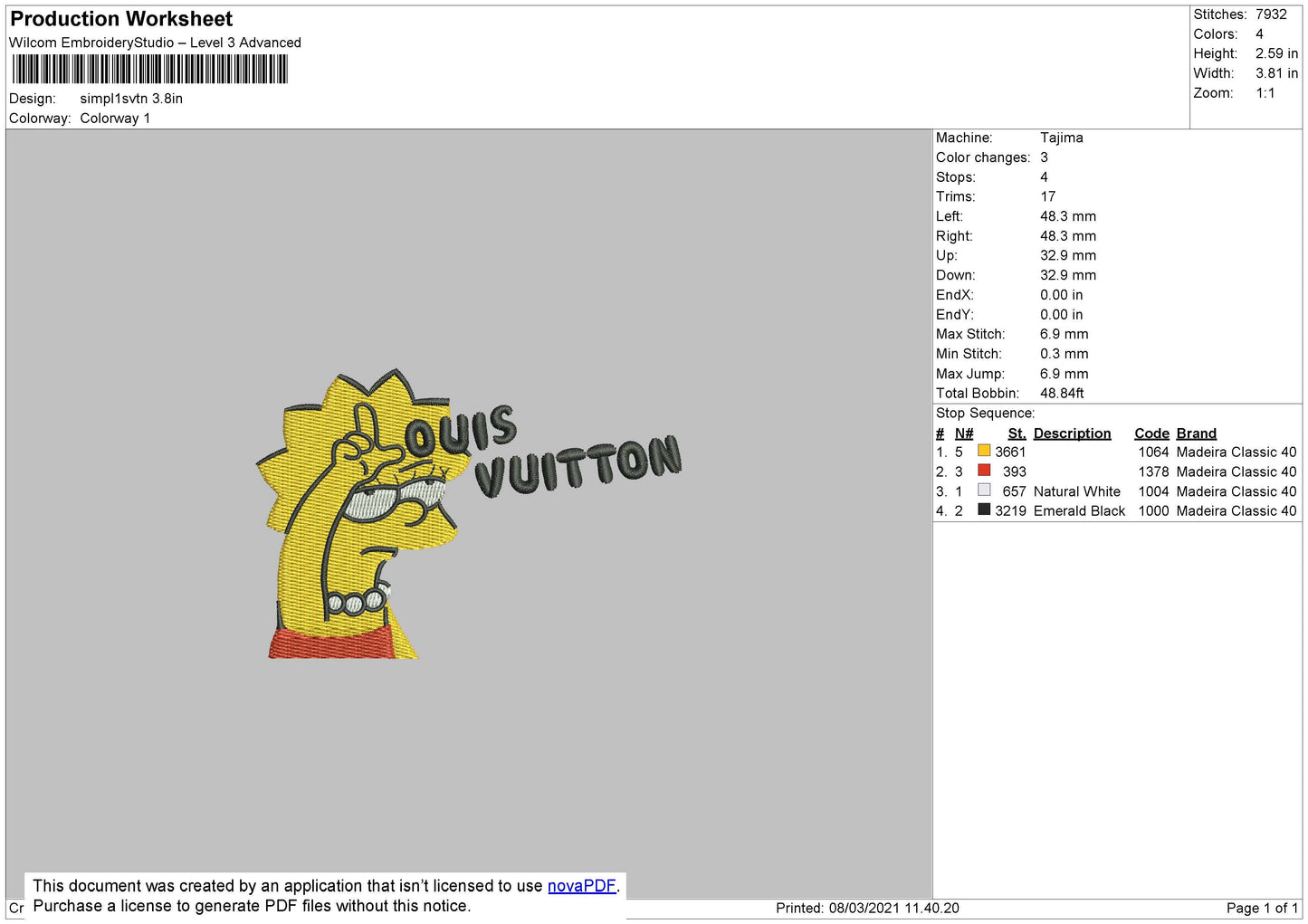 Simpson Louise V Embroidery File 4 size