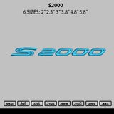 S2000 Embroidery File 6 sizes