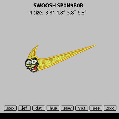 Swoosh Spongebob 02 Embroidery File 4 size