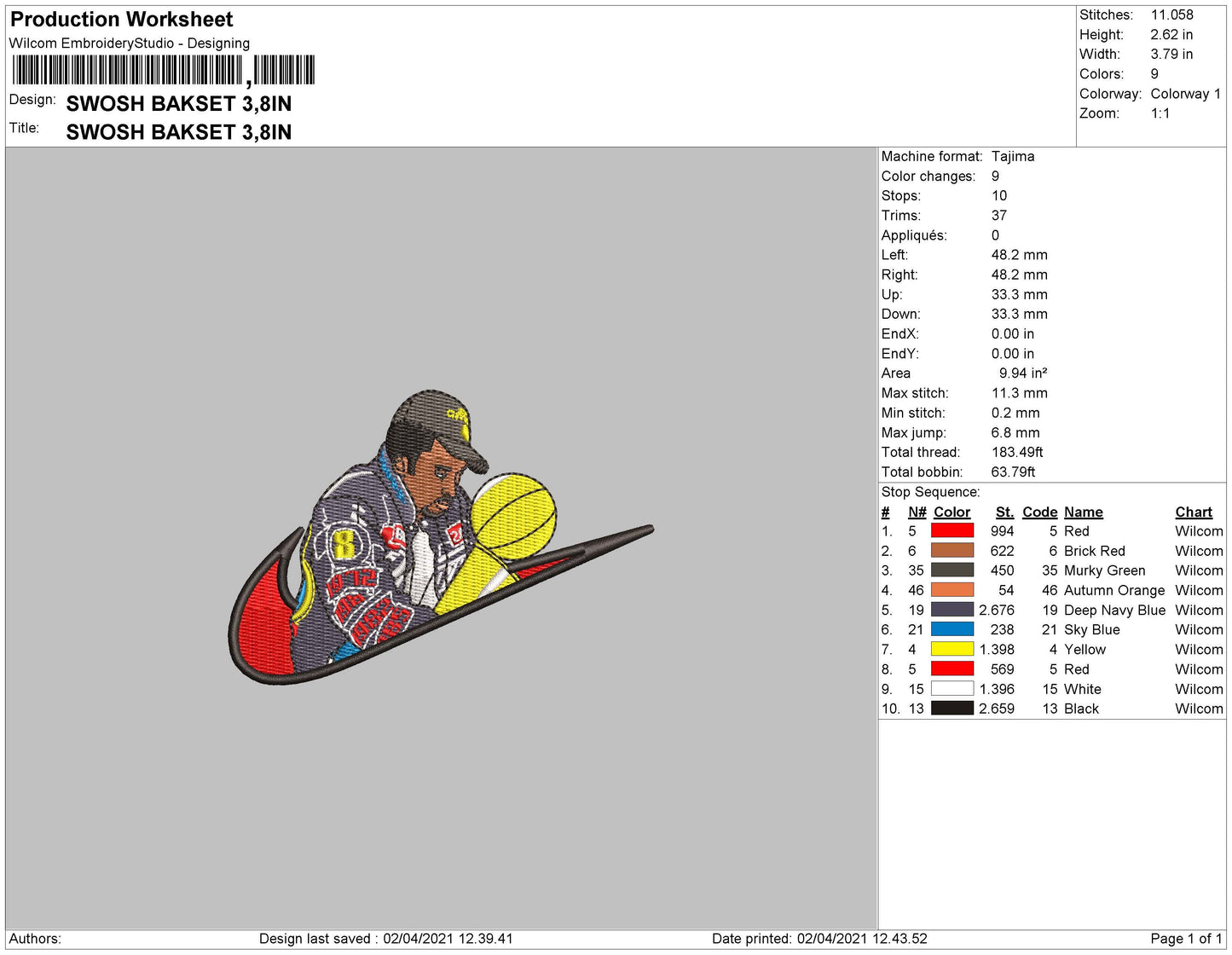 Swoosh Kobe Embroidery File 4 size