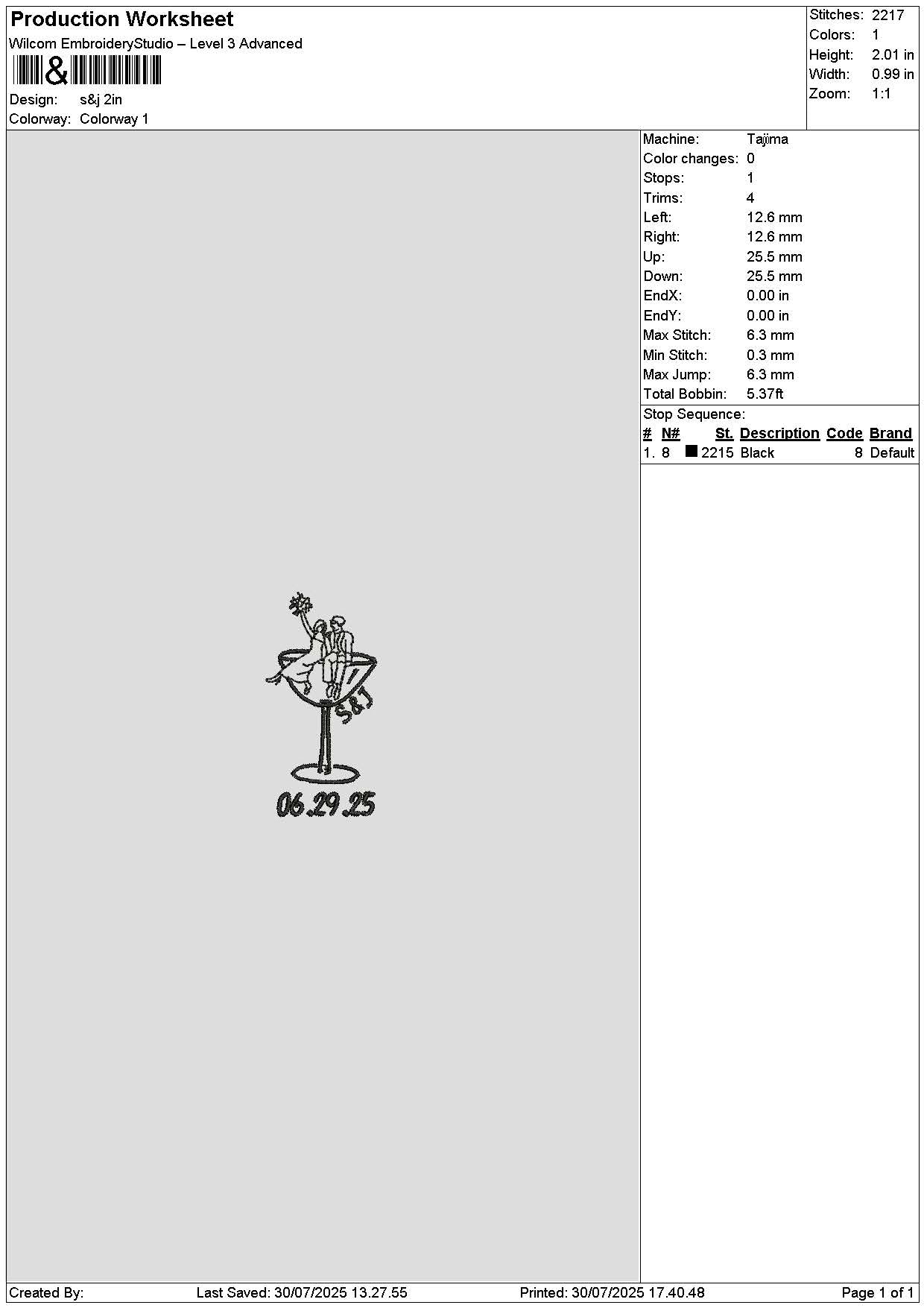 Glasses 2925 Embroidery File 6 sizes