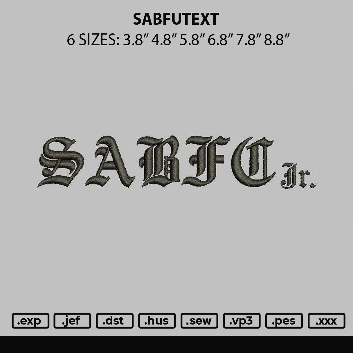 Sabfutext Embroidery File 6 sizes