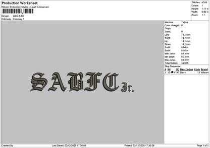 Sabfutext Embroidery File 6 sizes