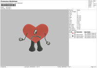 Sad Heart Embroidery File 4 size