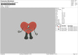 Sad Heart Embroidery File 4 size