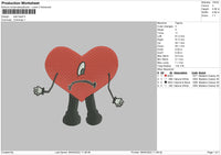 Sad Heart Embroidery File 4 size
