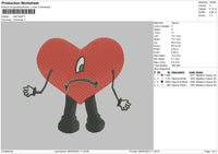Sad Heart Embroidery File 4 size