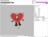Sad Heart Face Embroidery File 4 size