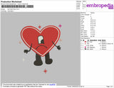 Sad Heart Face Embroidery File 4 size