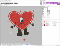 Sad Heart Face Embroidery File 4 size