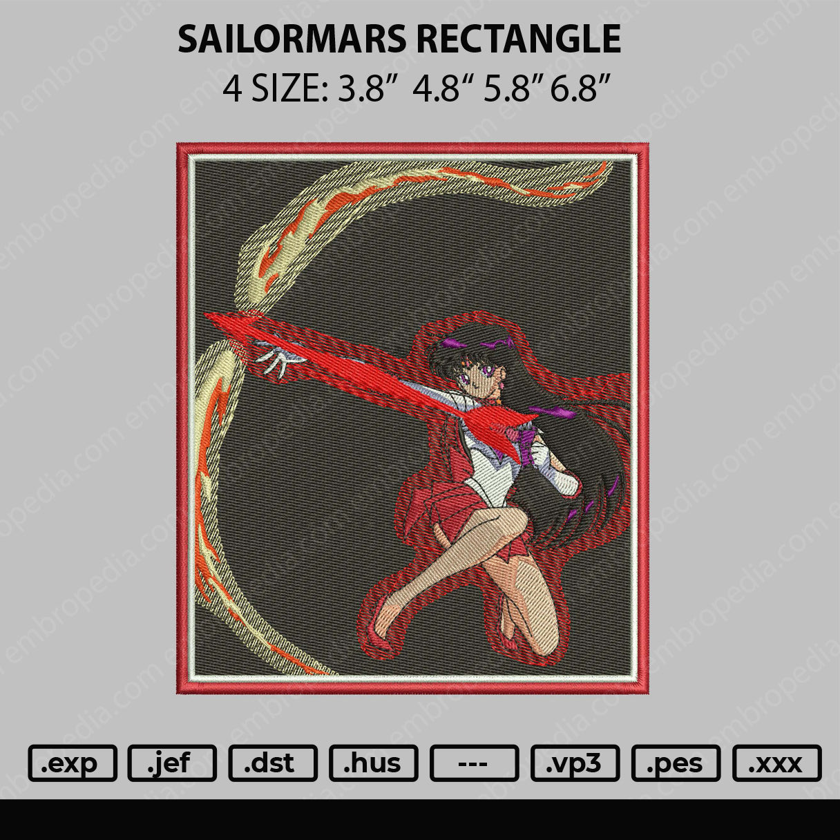 Sailormars Rectangle Embroidery FIle 4 size