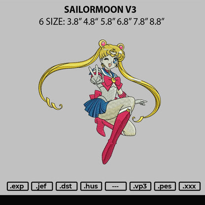 Sailormoon V3 Embroidery File 6 sizes