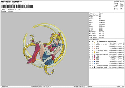 Sailormoon V5 Embroidery File 5 sizes