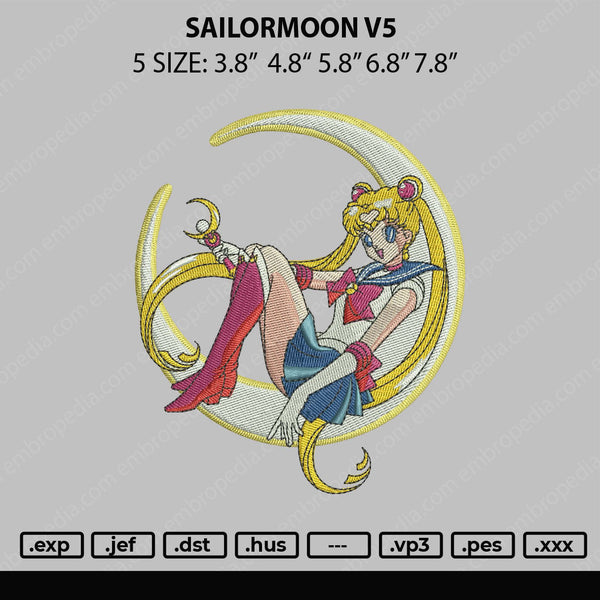 Sailormoon V5 Embroidery File 5 sizes