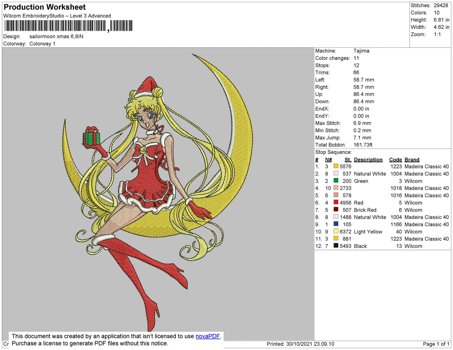 Sailormoon Xmas Embroidery File 4 size
