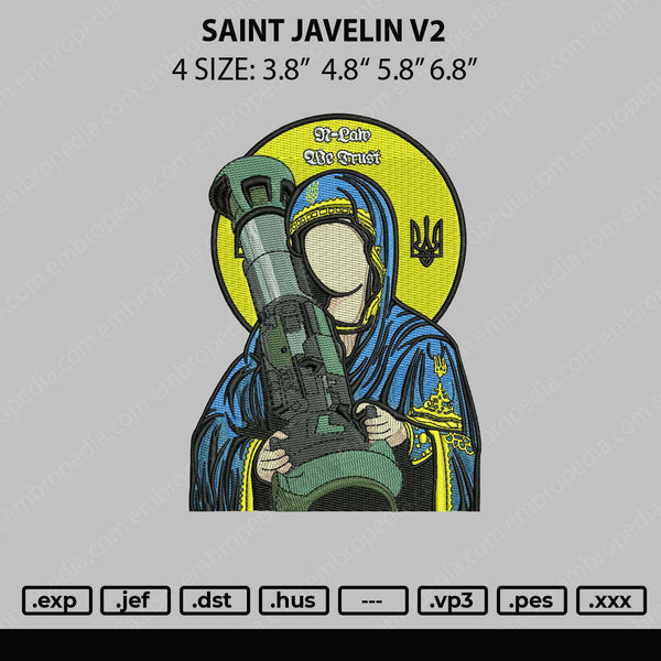 Saint Javelin V2 Embroidery File 4 size