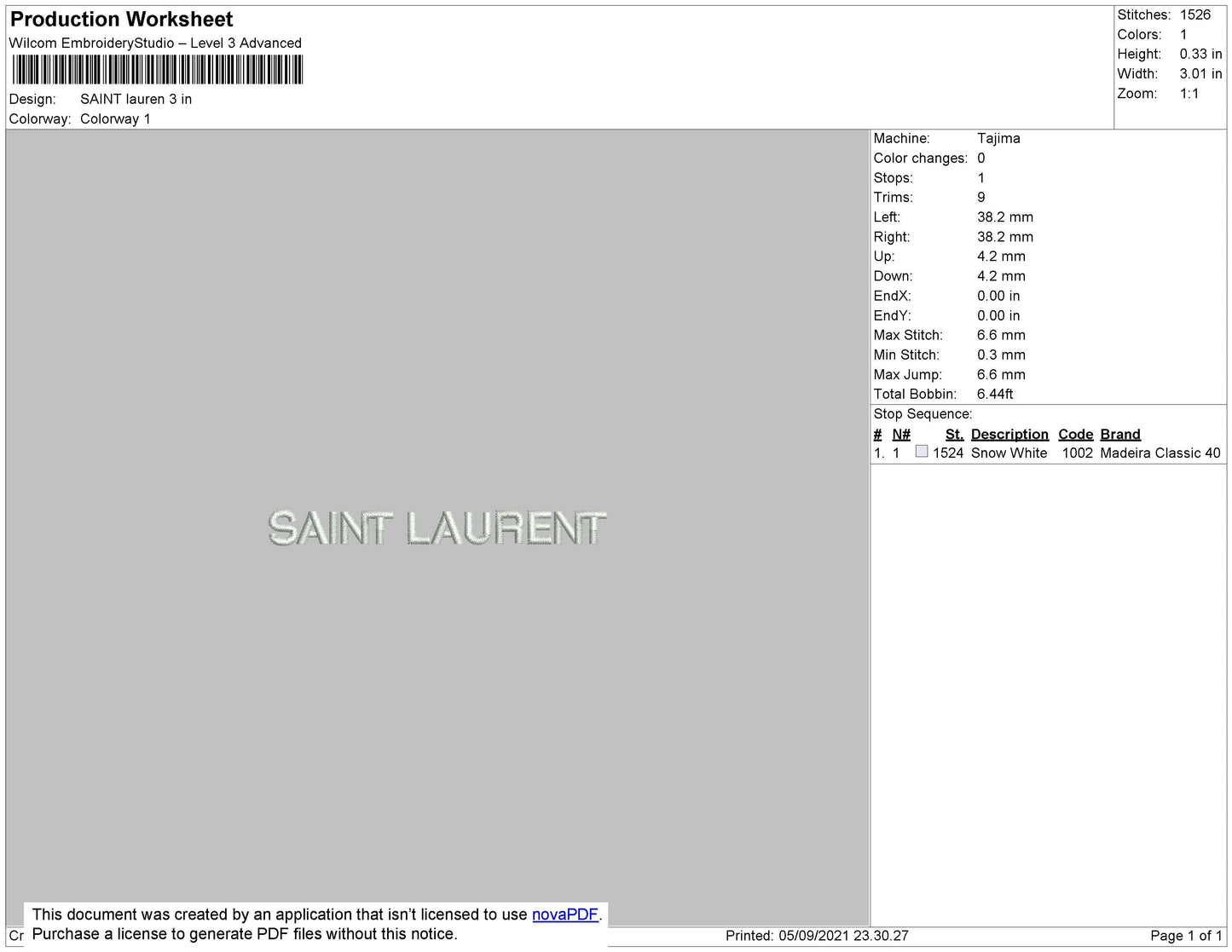 Saint Laurent Embroidery File 4 size