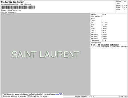 Saint Laurent Embroidery File 4 size