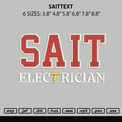 Saittext Embroidery File 6 sizes