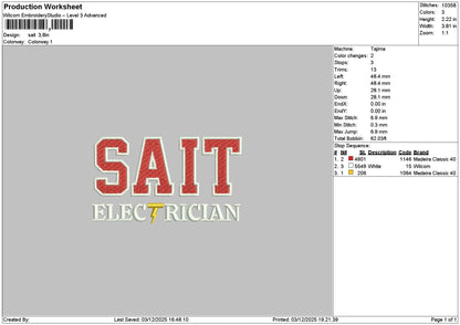 Saittext Embroidery File 6 sizes