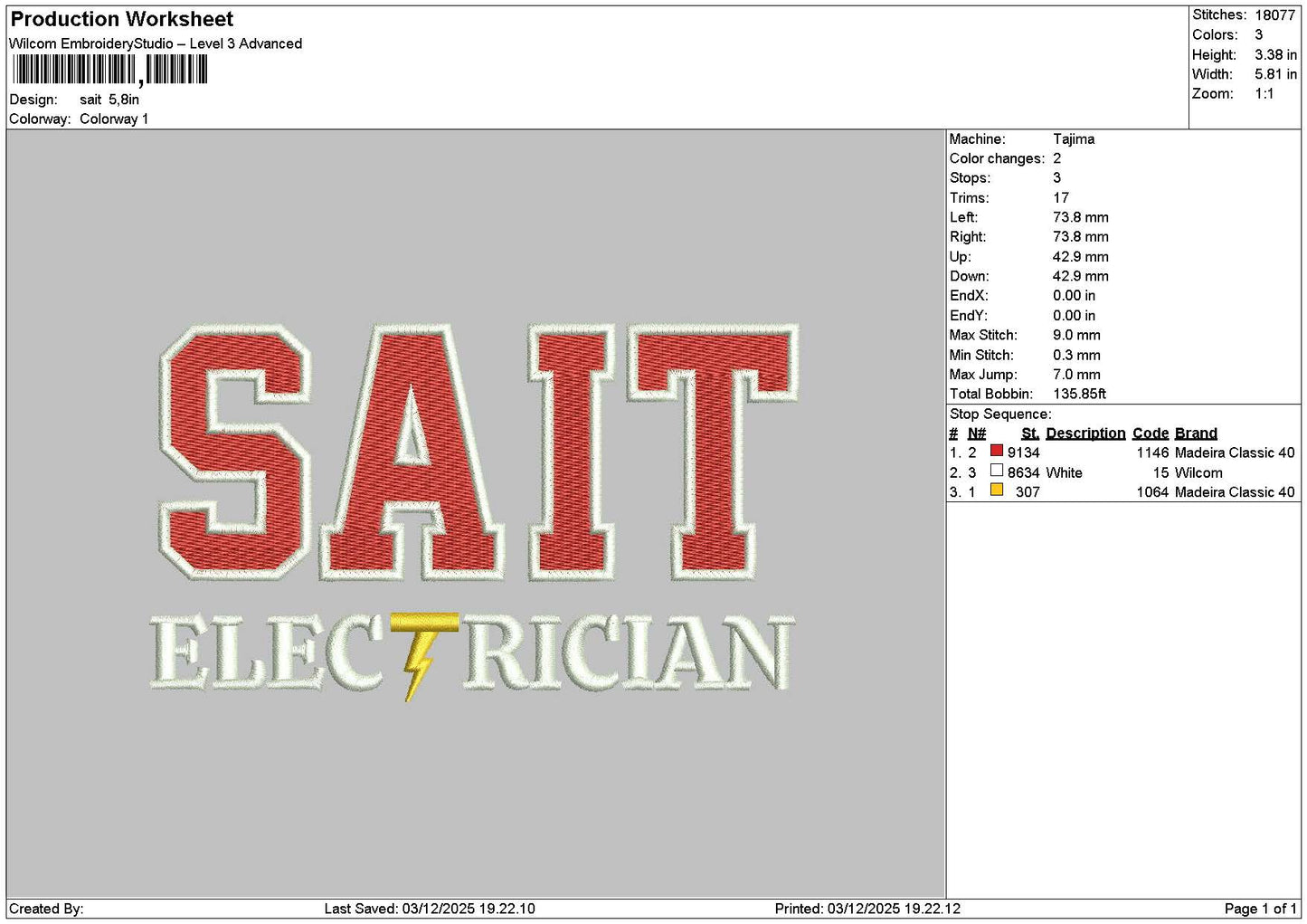 Saittext Embroidery File 6 sizes