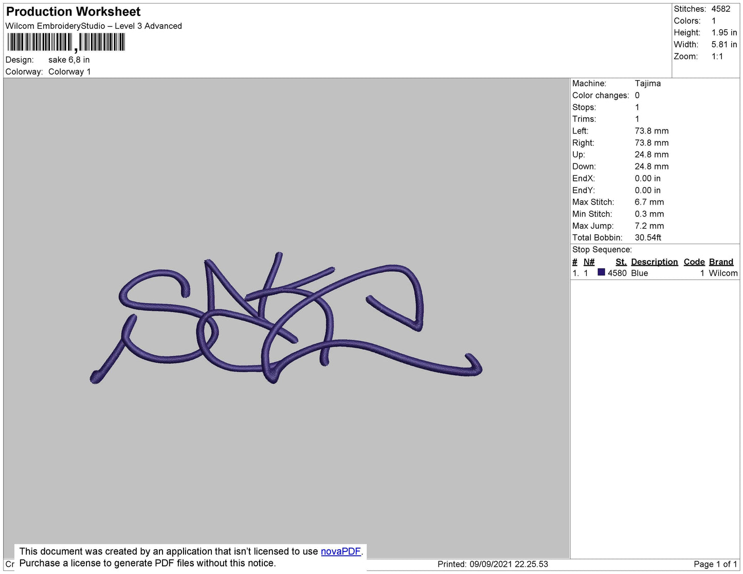 Sake Embroidery File 4 size