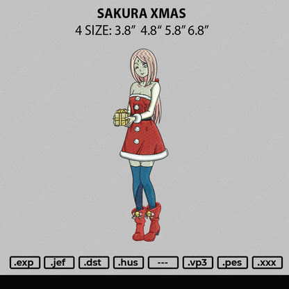 Sakura Xmas Embroidery File 4 size