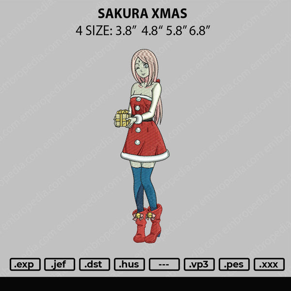 Sakura Xmas Embroidery File 4 size