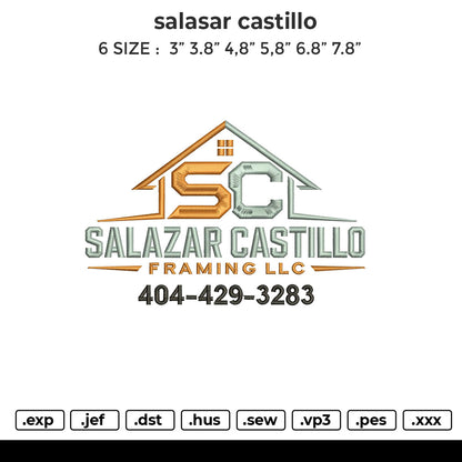 Salasar Castillo Embroidery File 6 sizes