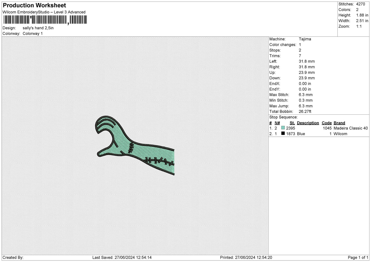 Sally's hand Embroidery File 6 sizes