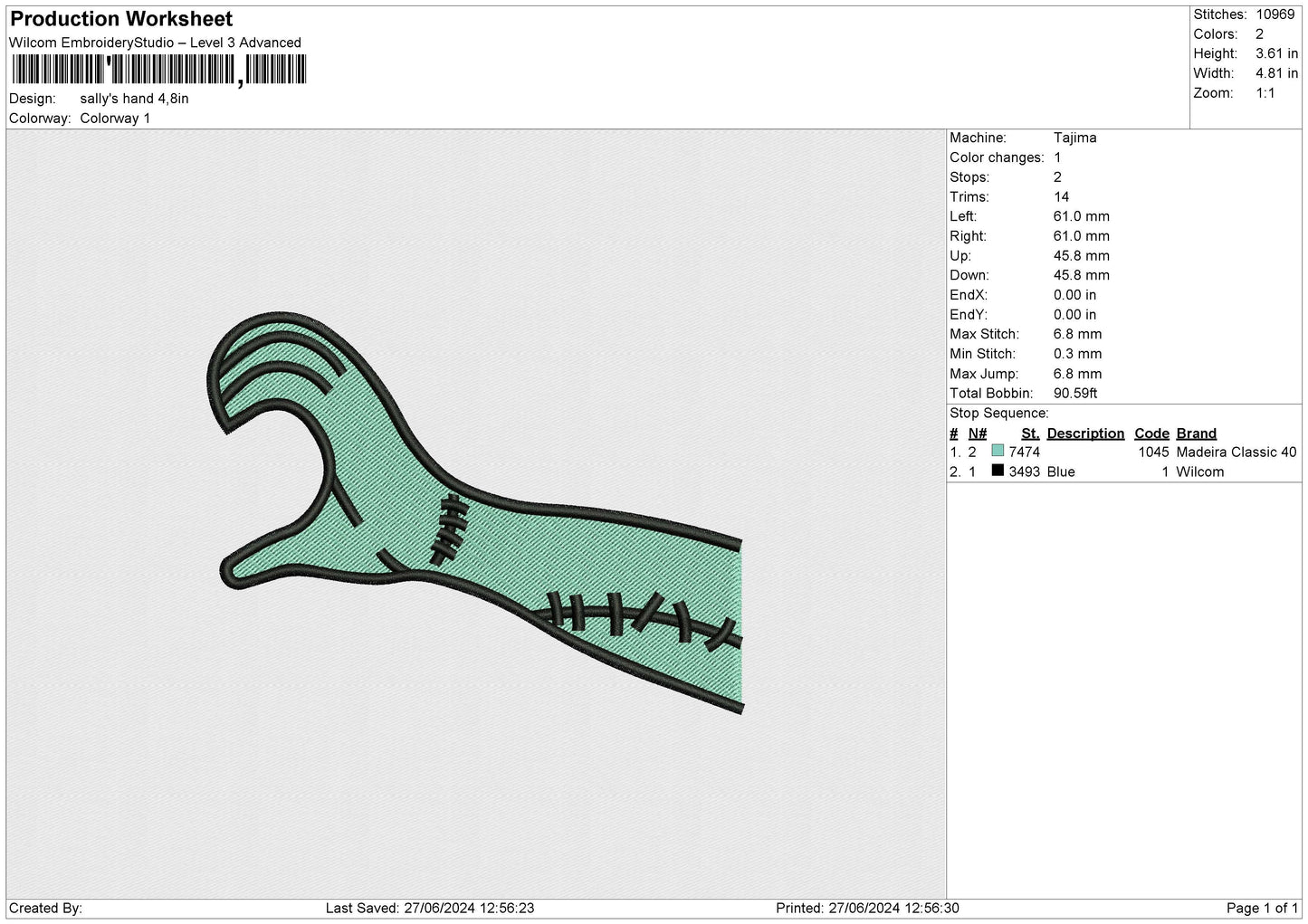 Sally's hand Embroidery File 6 sizes