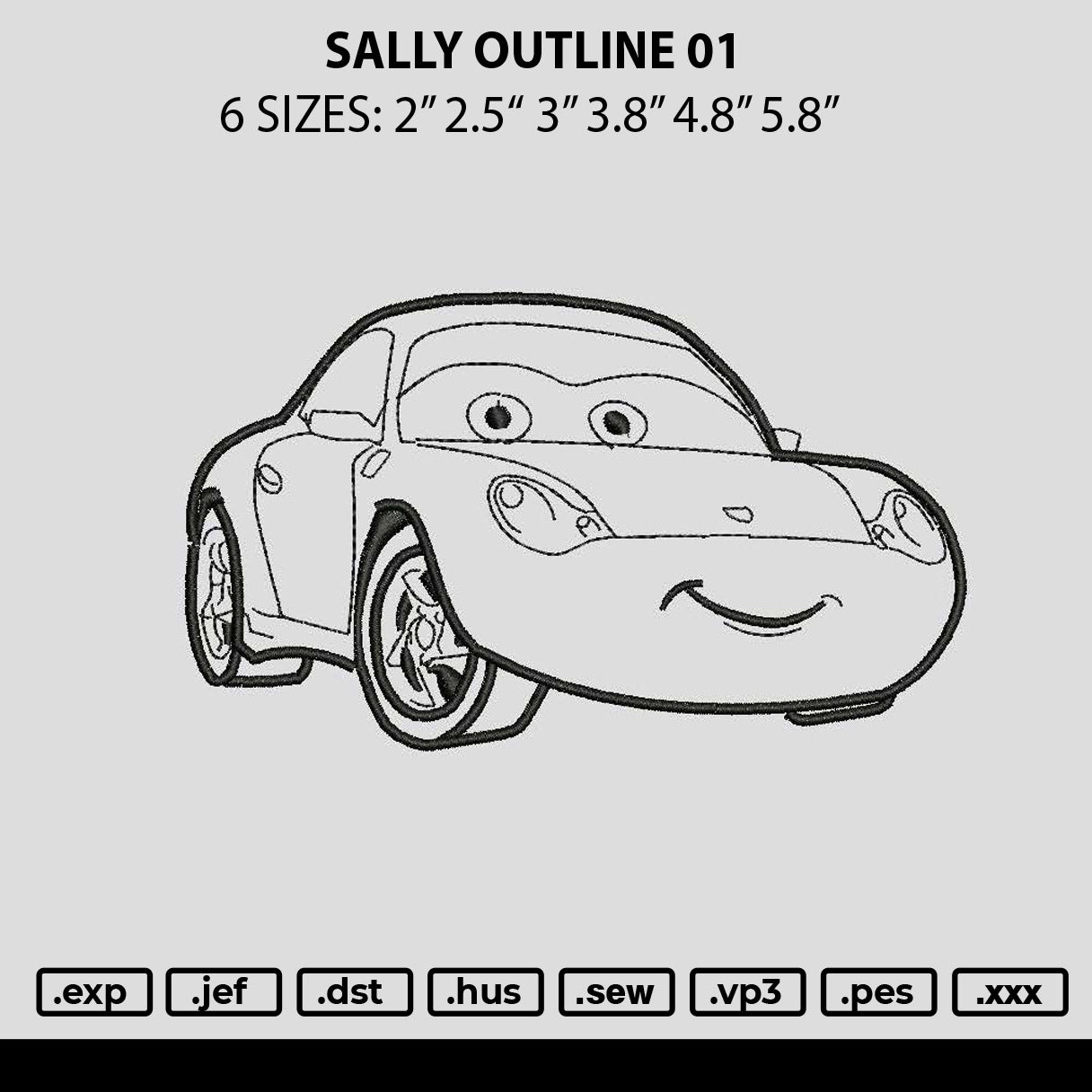 Sally Outline 01 Embroidery File 6 sizes