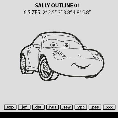 Sally Outline 01 Embroidery File 6 sizes