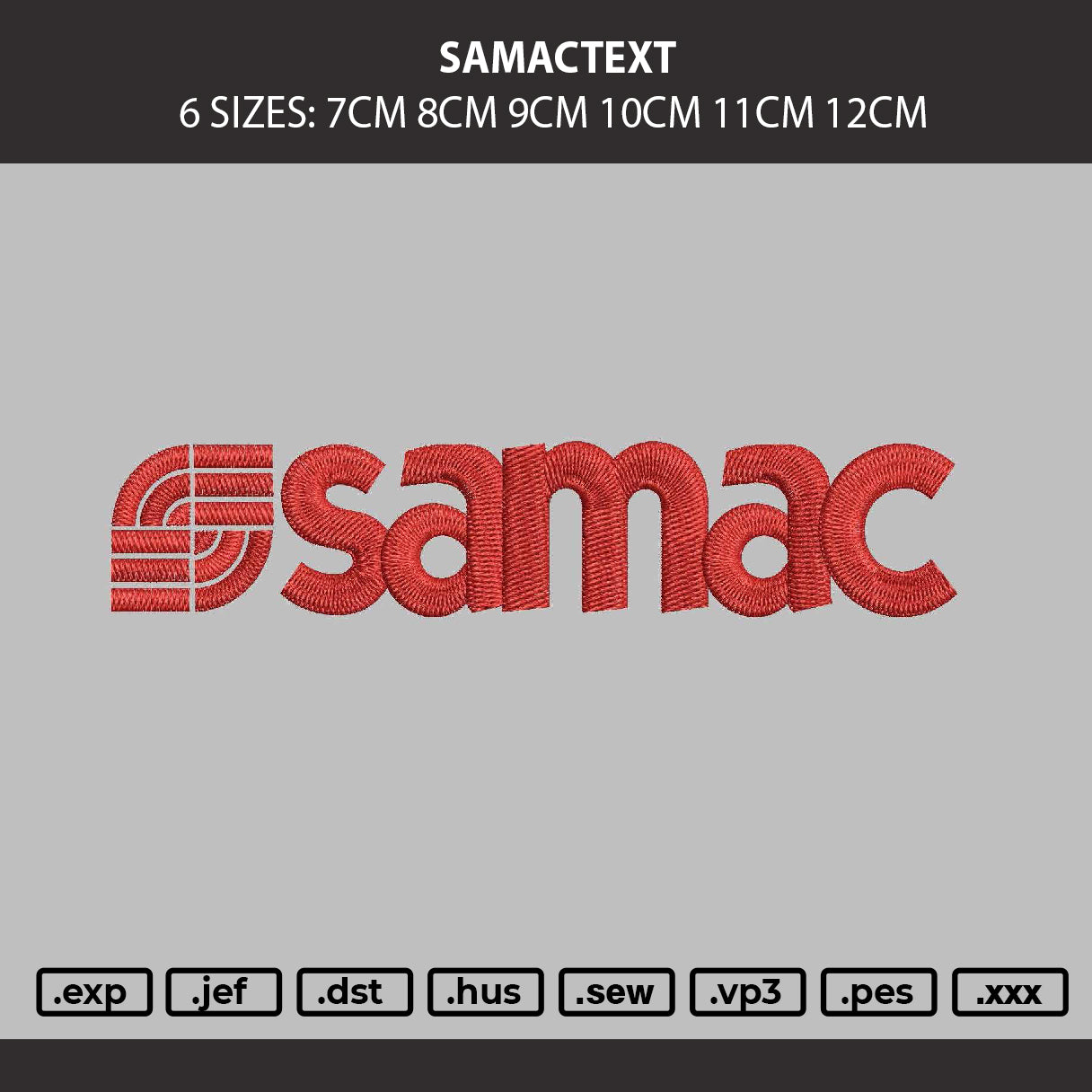 Samactext Embroidery Machine Design File 6 sizes