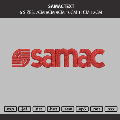 Samactext Embroidery Machine Design File 6 sizes