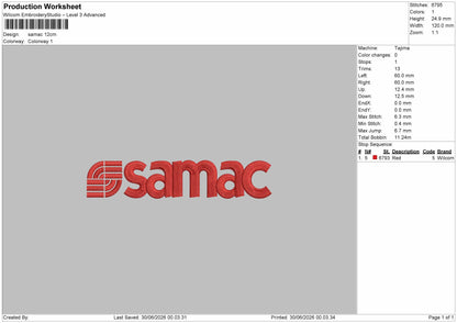 Samactext Embroidery Machine Design File 6 sizes