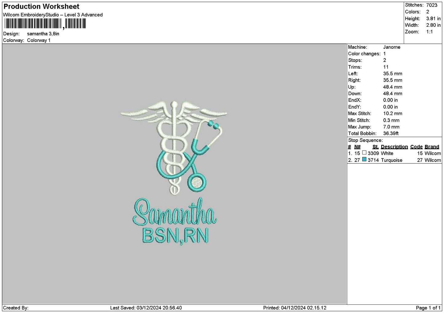Samnthatext 01 Embroidery File 6 sizes