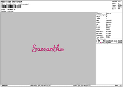 5 Names Separate Embroidery Files