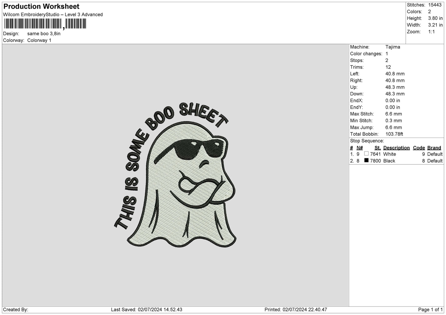 Ghost 0207 Embroidery File 6 sizes