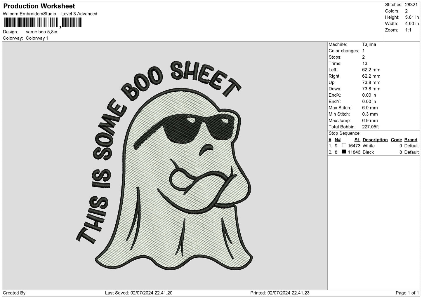 Ghost 0207 Embroidery File 6 sizes