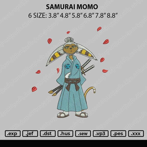 Samurai Momo Embroidery File 6 sizes
