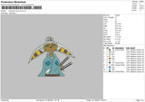 Samurai Momo V2 Embroidery File 6 sizes