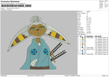 Samurai Momo V2 Embroidery File 6 sizes