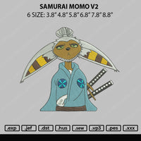Samurai Momo V2 Embroidery File 6 sizes